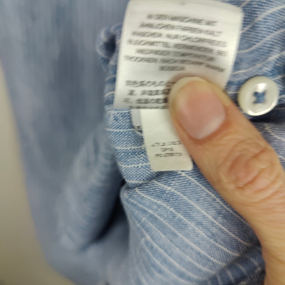 J.Crew Baird McNutt Irish Linen Button Down Shirt Mens‎ Small Pinstripe Blue - Picture 8 of 10